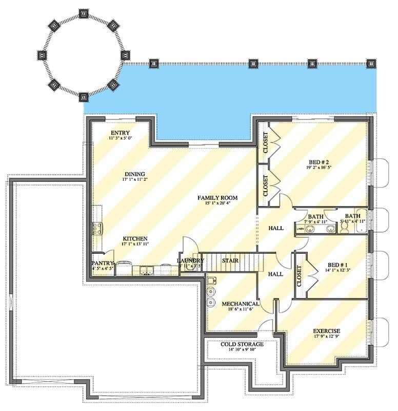 A Peek at the Practical Basement Design with Cold Storage and Exercise Room
