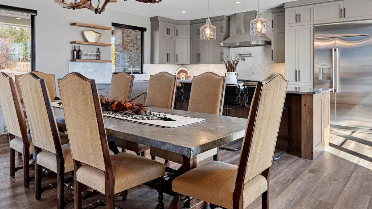 Experience Dining Elegance with a Rustic Metal-Top Table