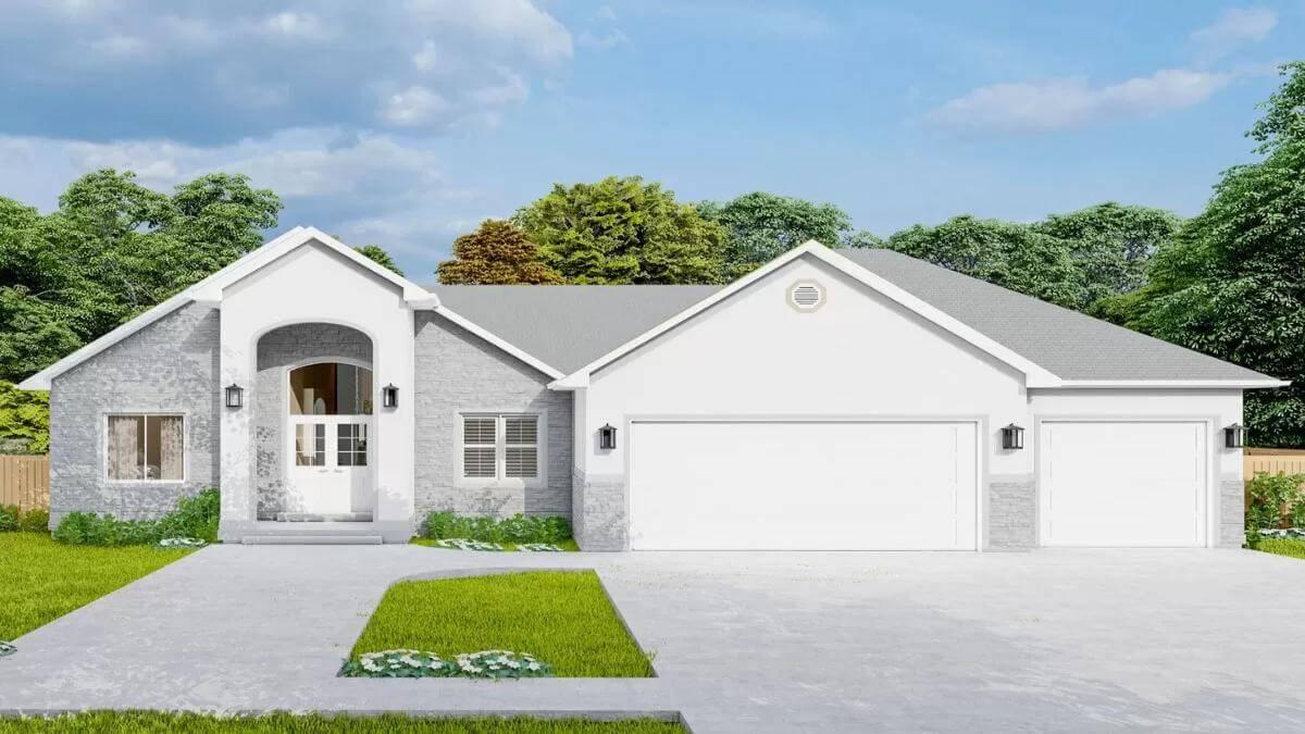A Touch of Simplicity with This All-White Ranch Facade