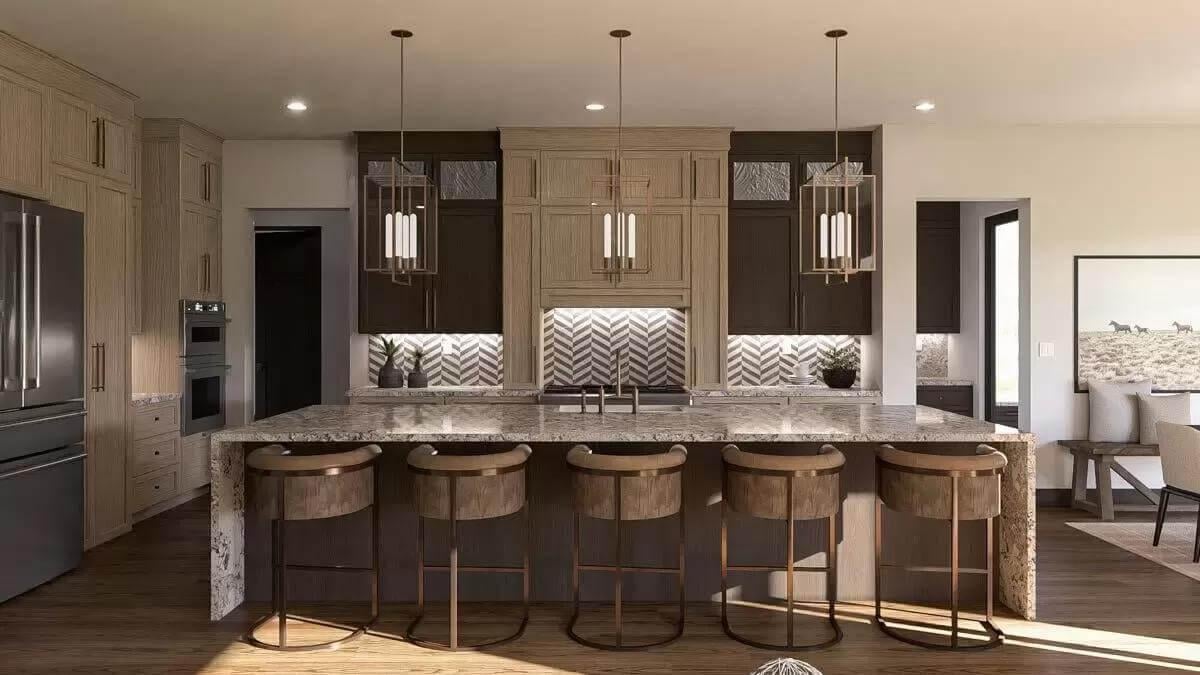 Wow, Look at the Texture: Chevron Backsplash in a Two-Tone Kitchen