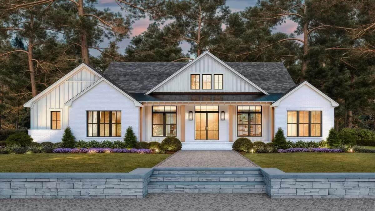 Classic Craftsman Home with a Symmetrical Front and Stone Accents