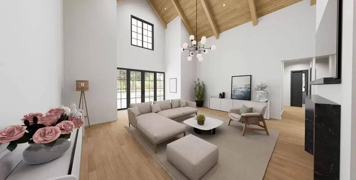 Look Up at the Soaring Ceilings and Sleek Modern Chandelier