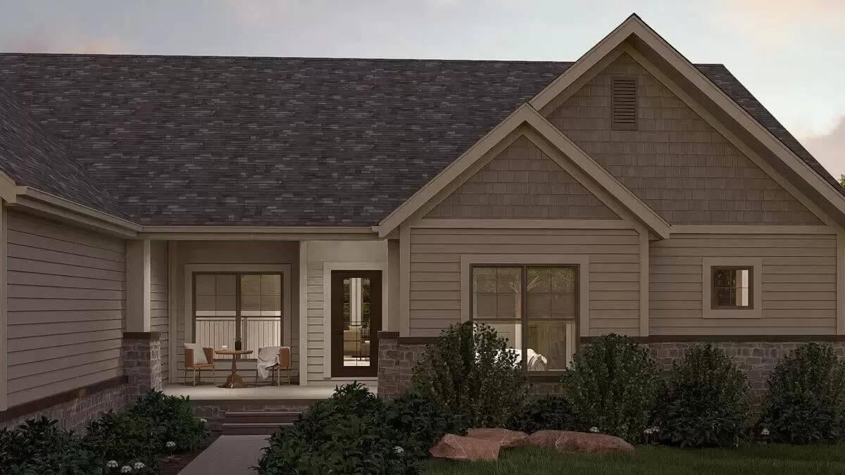 Enjoy This Craftsman Patio with Stone Detailing and Subtle Charm