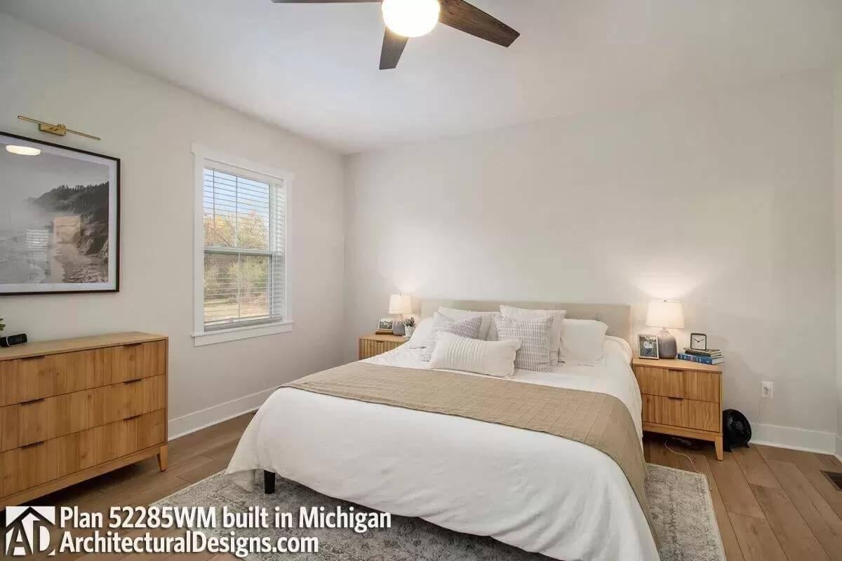 Simple Serenity in the Bedroom with Light Wood Details