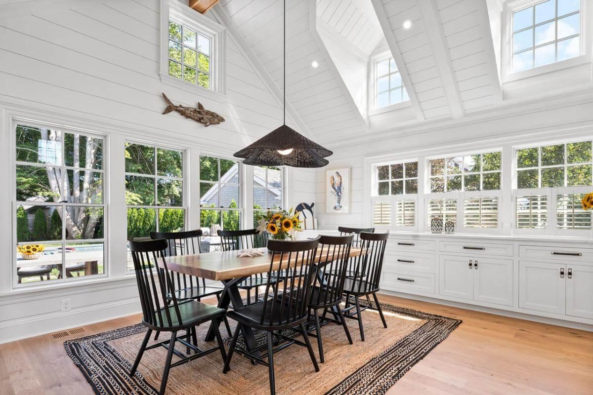Wow, Look at the Vaulted Ceilings and Abundant Natural Light in This Dining Room