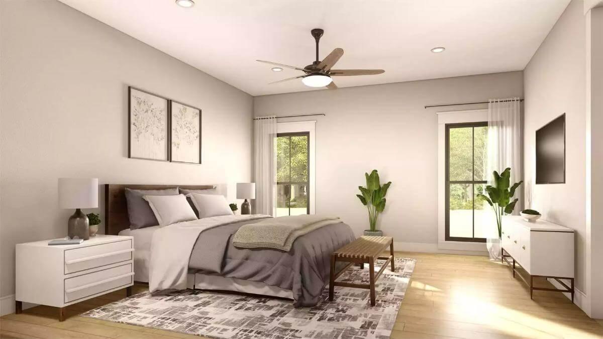 Relax in This Modern Bedroom with Minimalist Vibes and a Touch of Nature