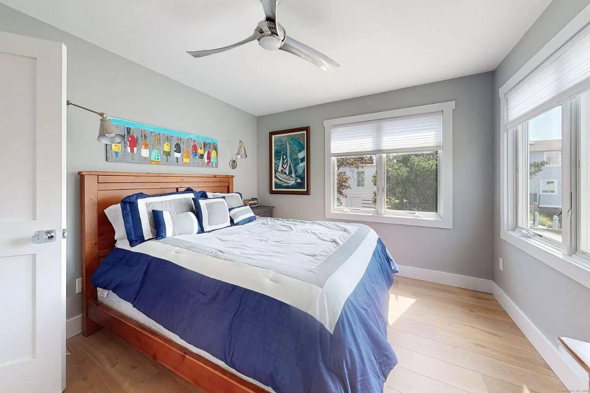 Bedroom with Nautical Accents and a Light-Filled Ambiance