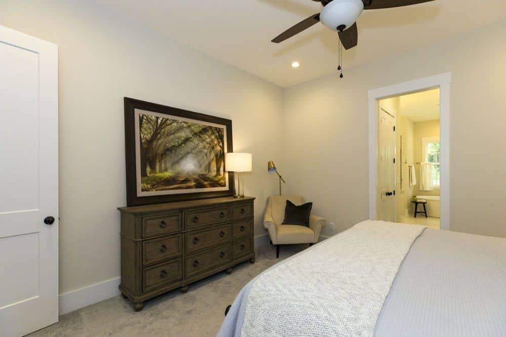 Restful Retreat with Artistic Flair and Wood Accents in the Craftsman Bedroom