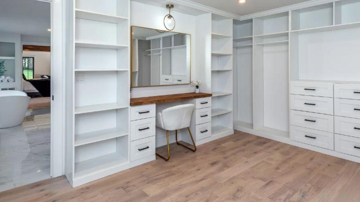 Explore This Elegant Walk-In Closet with a Chic Vanity