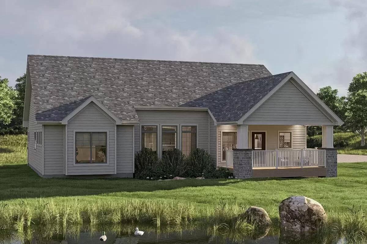 Take in the Craftsman Charm with a Pond View and Stone Detailing