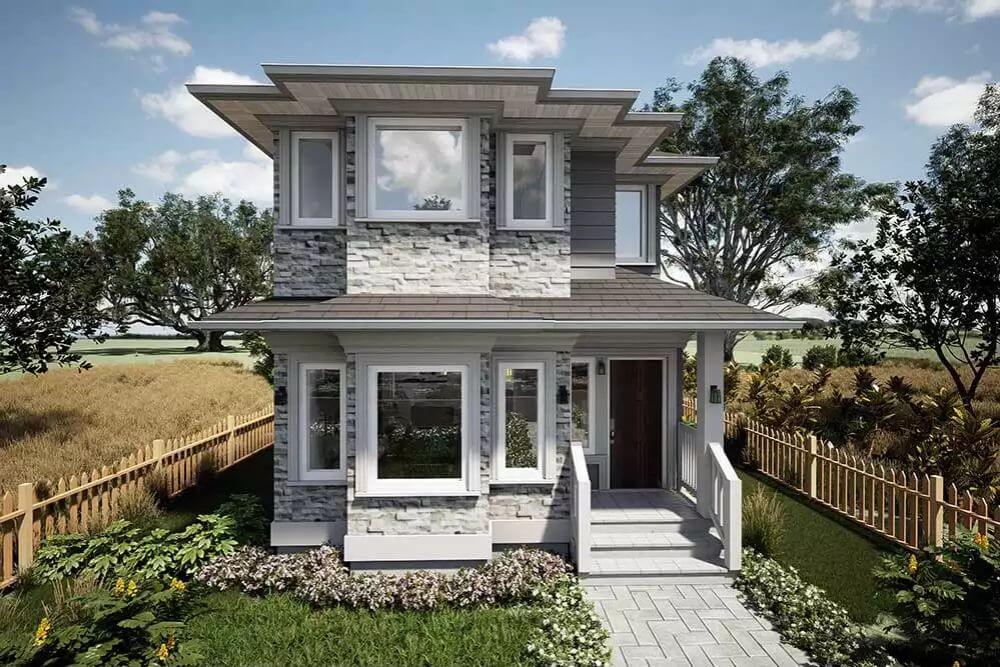 2-Bedroom Modern-Style Carlsen Home with Open Living Space and Narrow Footprint (Floor Plan)