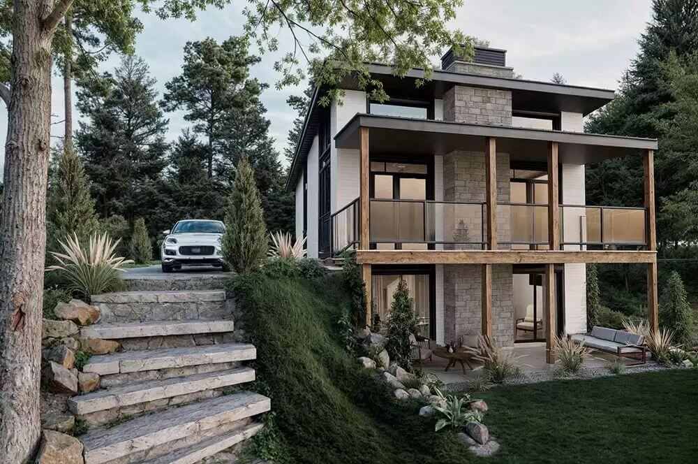 3-Bedroom Contemporary-Style Bonzai 2 Home with Open Living Space and Walkout Basement (Floor Plan)
