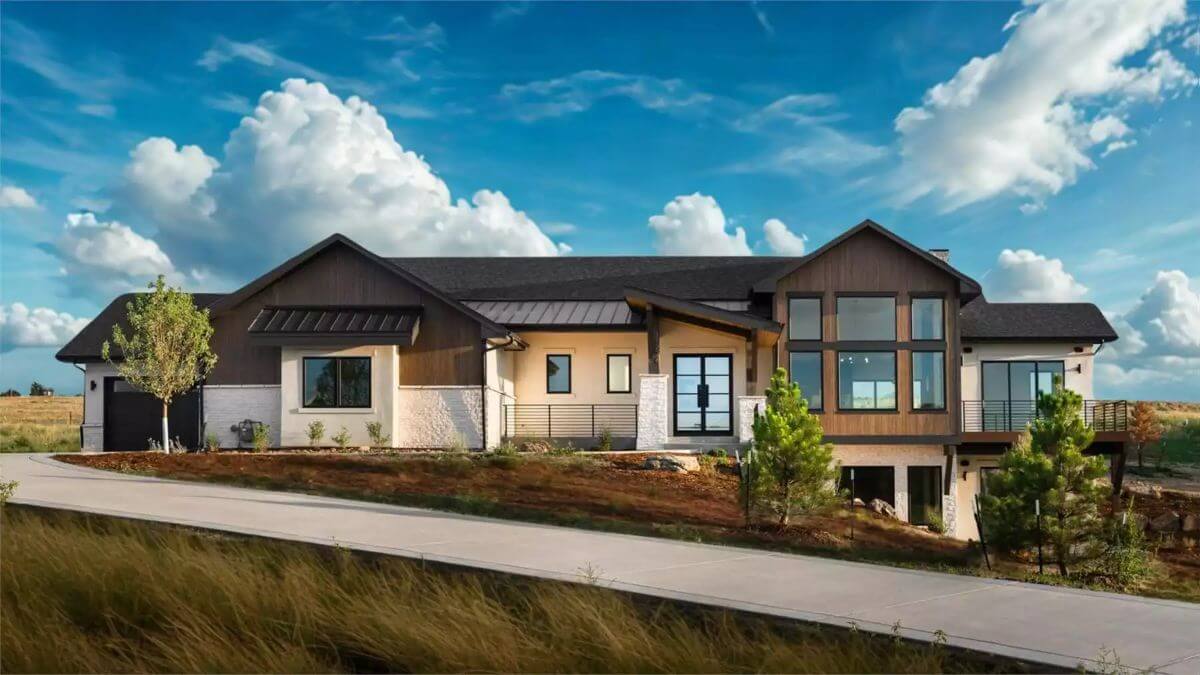 Transitional-Style 2-Bedroom Grassland Home for a Sloped Lot with Wet Bar and 4-Car Garage (Floor Plan)