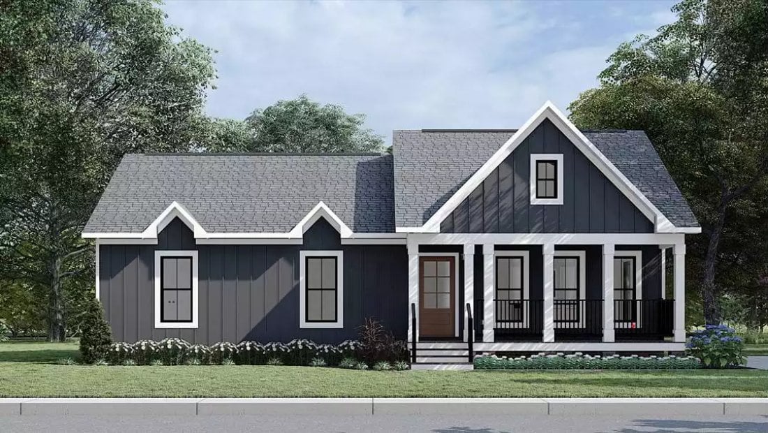 3-Bedroom Viola Country Ranch with Open Living Space and Covered Front Porch (Floor Plan)