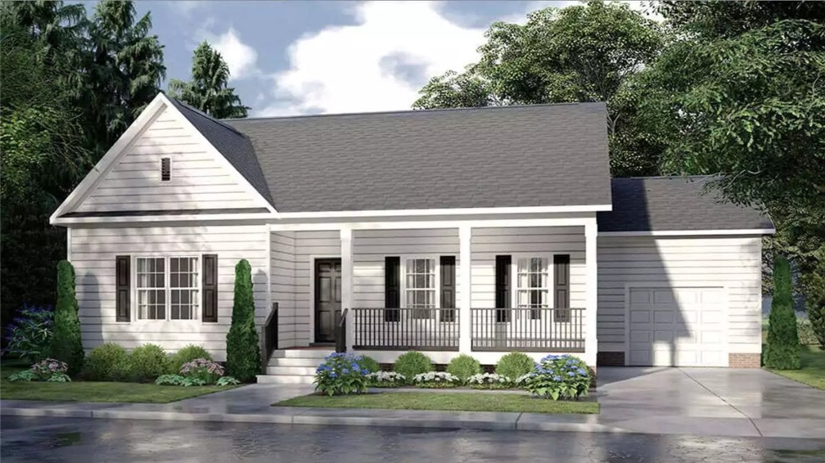Graceville Traditional Country-Style Home with Front Porch and 3 Bedrooms (Floor Plan)