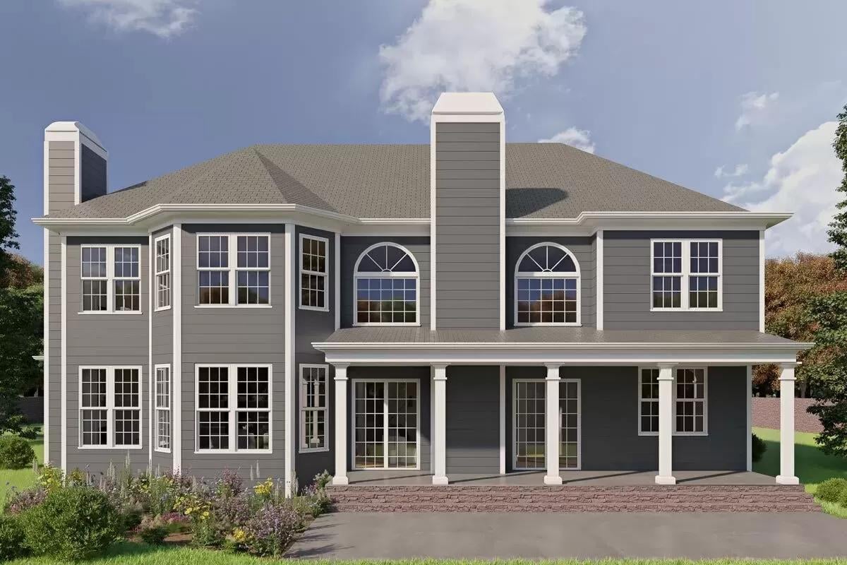 Charming Craftsman Exterior with Signature Arched Windows and Columned Porch