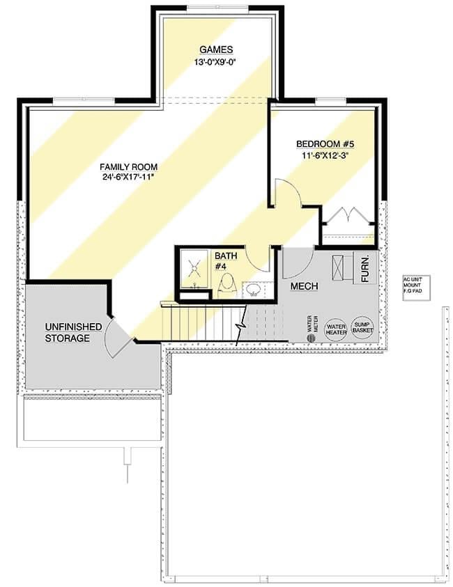 Versatile Basement with Game Room and Hidden Storage