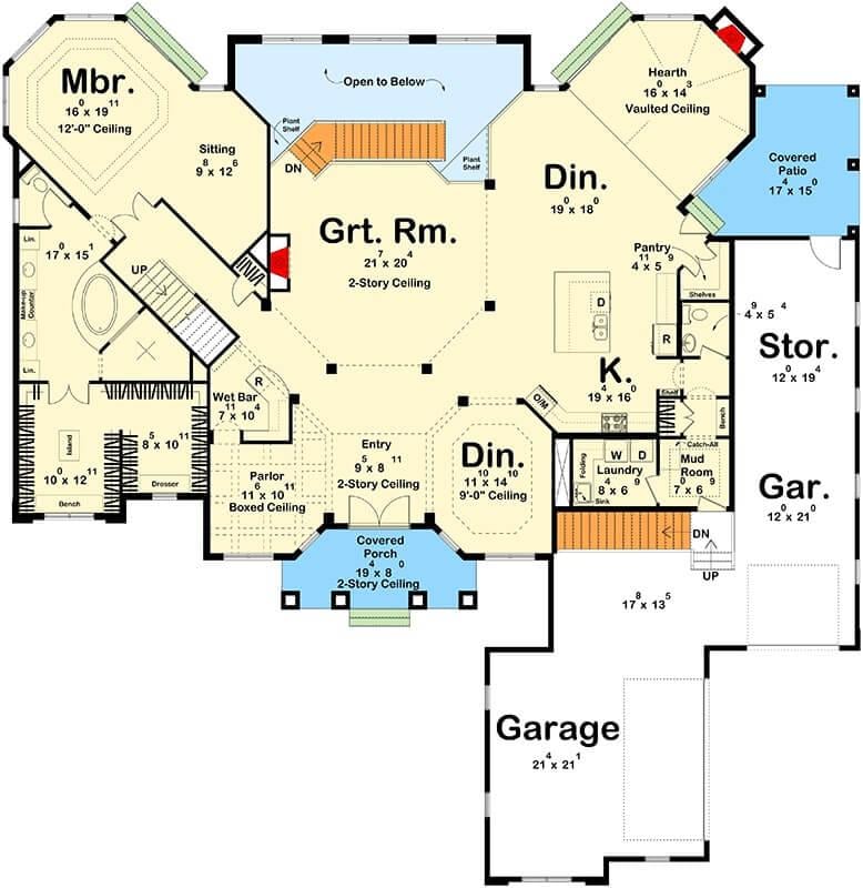 Explore This Floor Plan with a Spacious Great Room and Private Master Suite