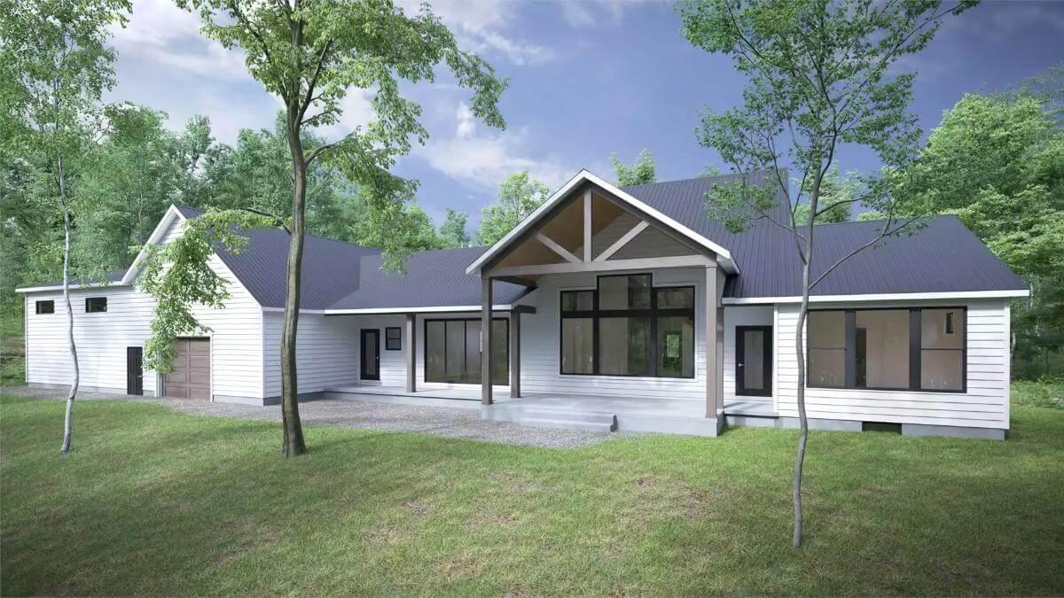Contemporary Farmhouse with Striking Gable Roof and Generous Windows