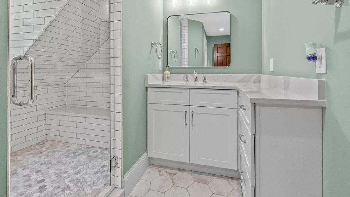 Look at This Unique Shower with Sloped Ceiling and Subway Tiles