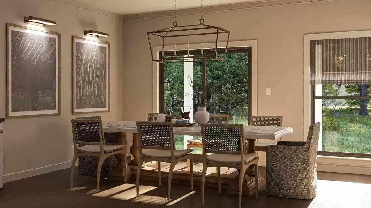 Dining Room Delight with Chic Lighting Features