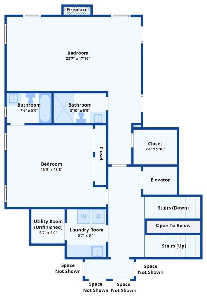 Upper Floor Comfort with Dual Bedrooms and a Cozy Fireplace