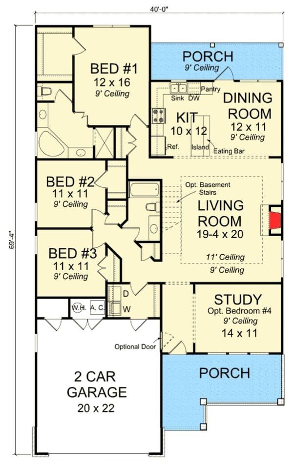 Explore This Craftsman Layout with Optional Study or Bedroom