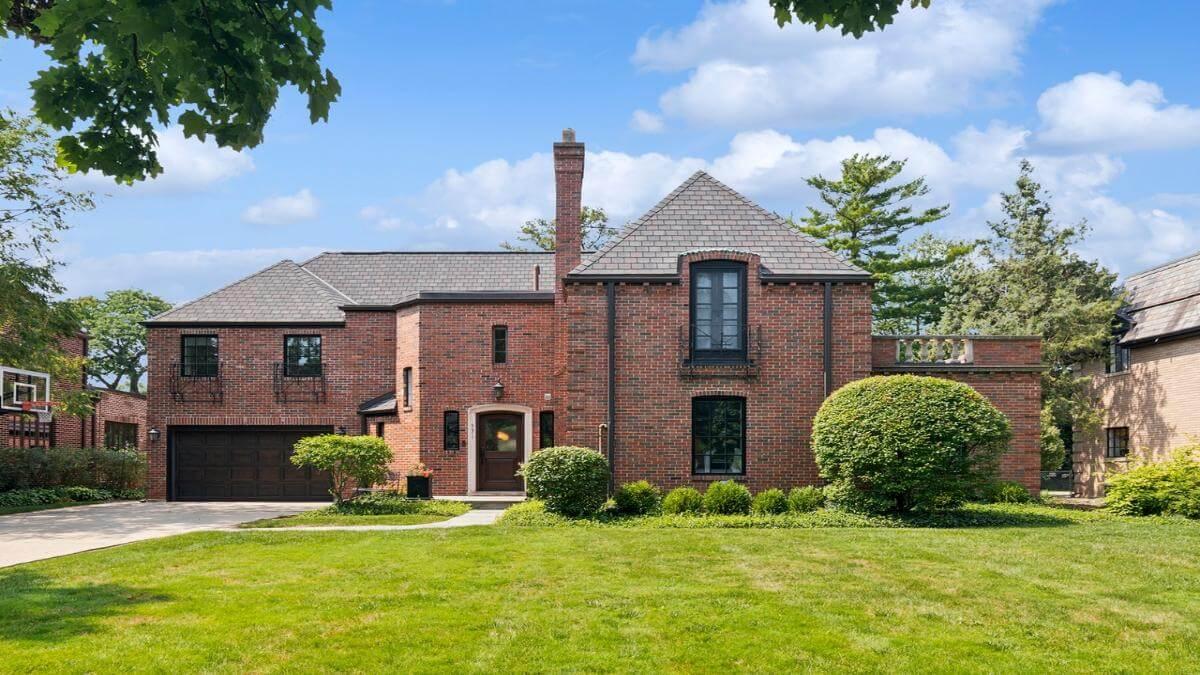 Elegant Brick Facade with a Classic Chimney