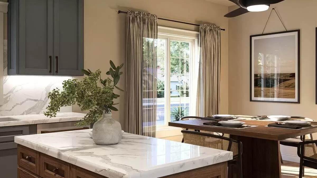 Marble Countertops Steal the Show in This Idyllic Dining Area