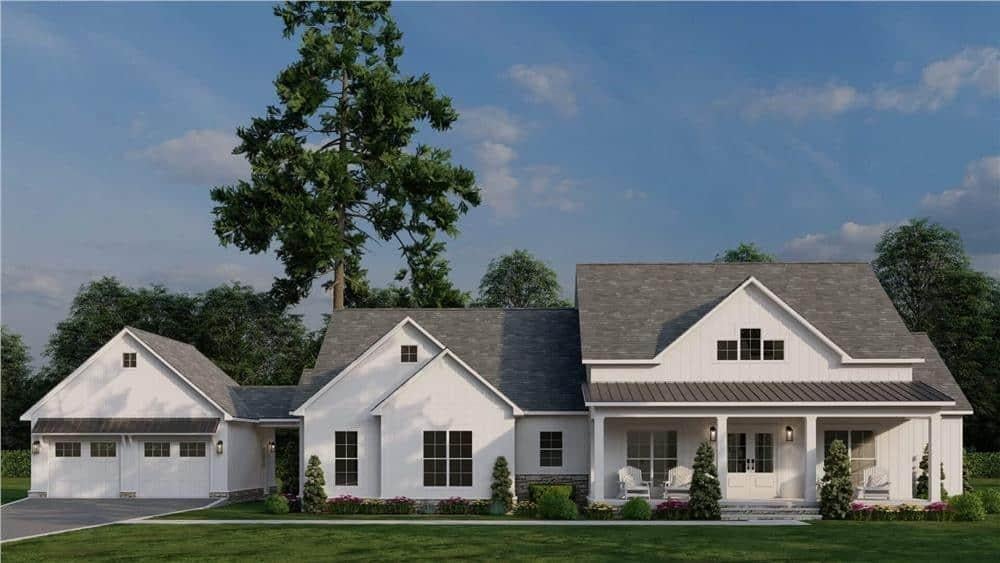 This Farmhouse Charms with Its Classic Front Porch and Dormer Windows