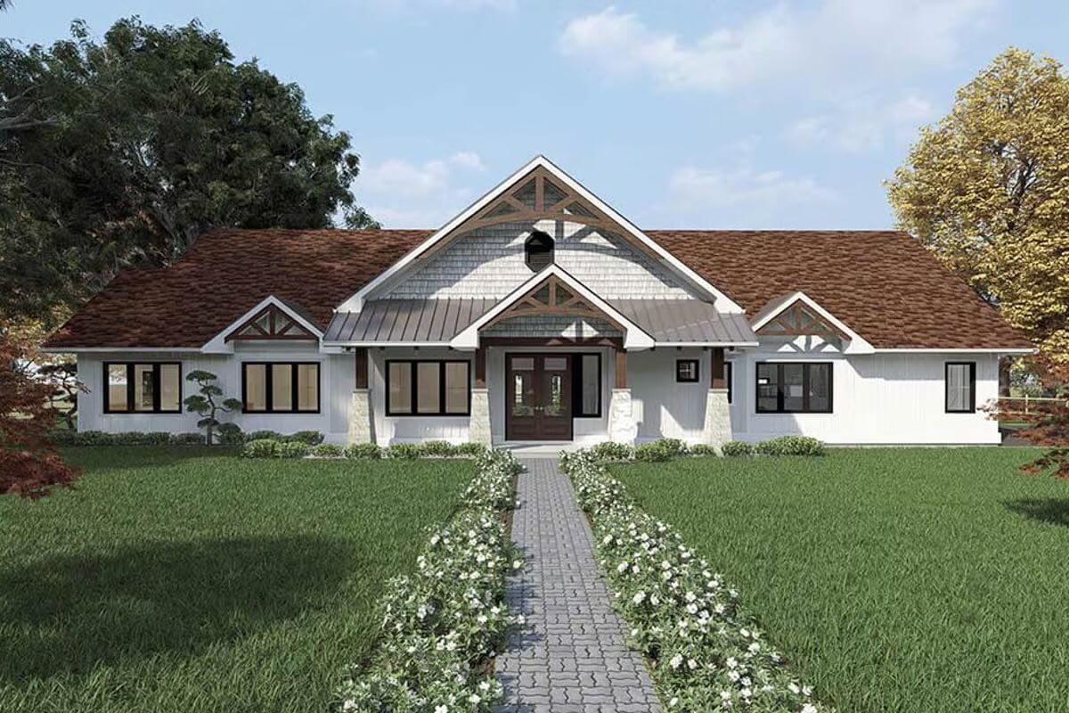 Charming Craftsman Home with Gabled Roof and Rustic Accents