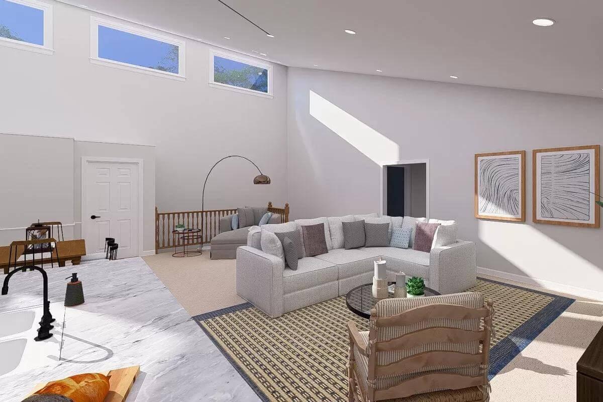 High Ceilings and Abundant Light Define This Living Space