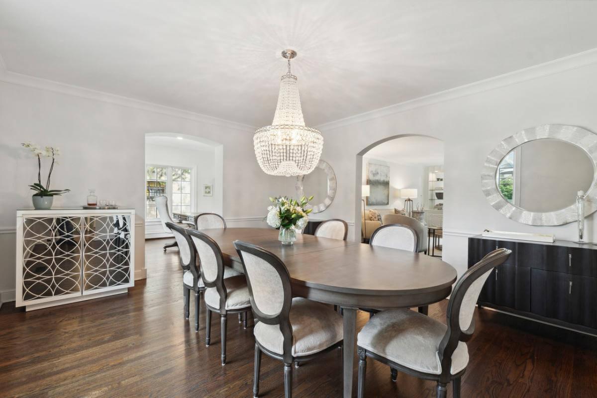 Sophisticated Dining Room with Eye-Catching Chandelier
