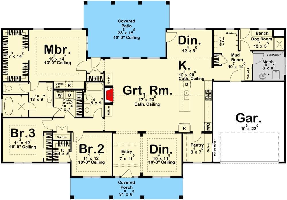 Explore This Open-Concept Farmhouse Floor Plan with a Cozy Great Room