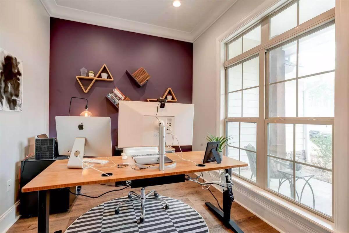 Modern Home Office with a Bold Accent Wall