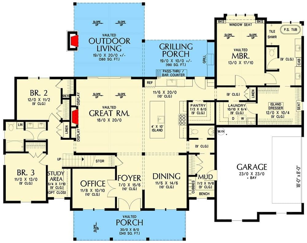Functional Layout with a Vaulted Great Room and Home Office
