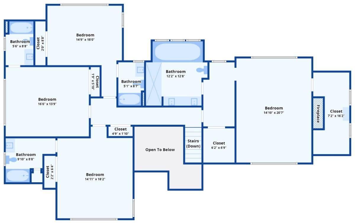 Upper Level Retreat with Four Bedrooms Centered Around a Luxurious Bath