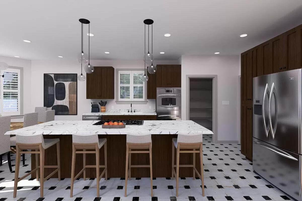 Check Out the Bold Patterned Floor in This Modern Kitchen