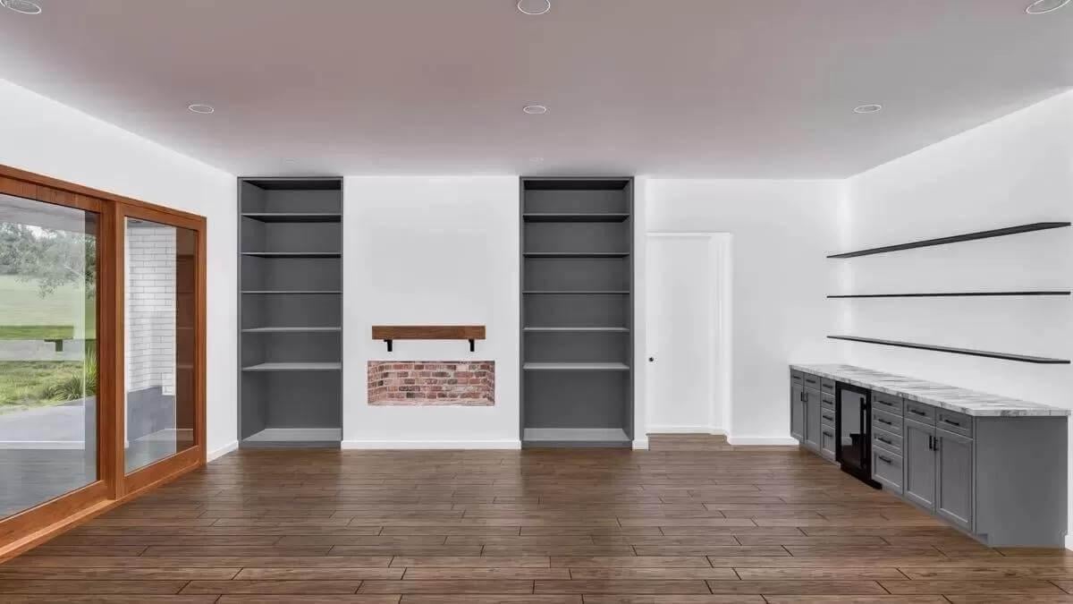 Discover This Stylish Living Space with Built-in Shelves