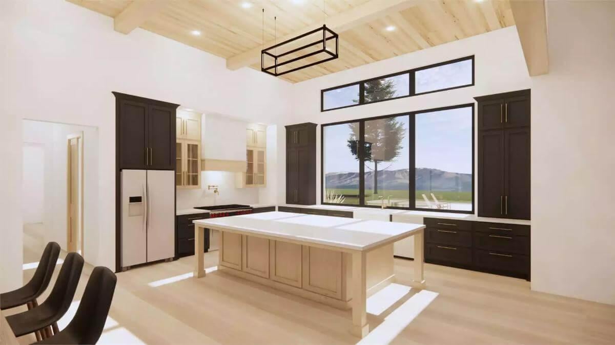 Spacious Kitchen with a Massive Island and Scenic Views