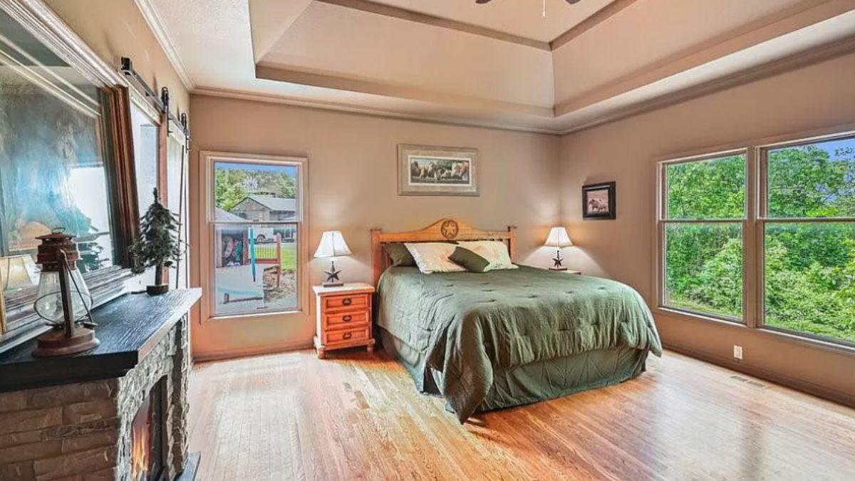 Relax in This Serene Bedroom with a Tray Ceiling