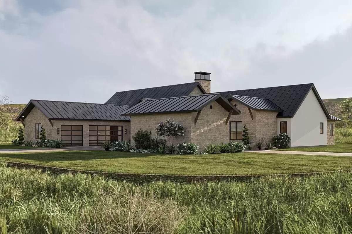 Wow, Check Out Those Glass Garage Doors on This Modern Ranch Home
