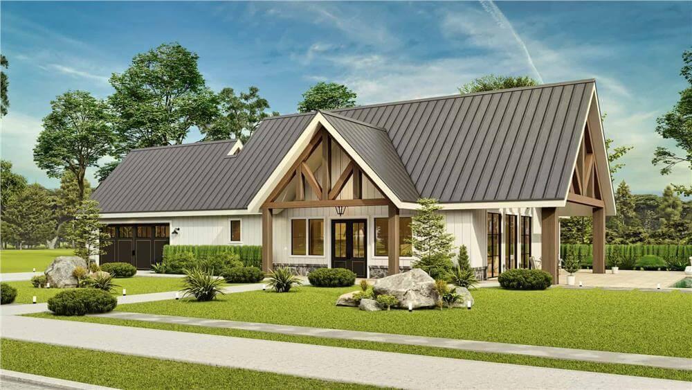 Timber Accents and Metal Roof Define This Modern Farmhouse Retreat