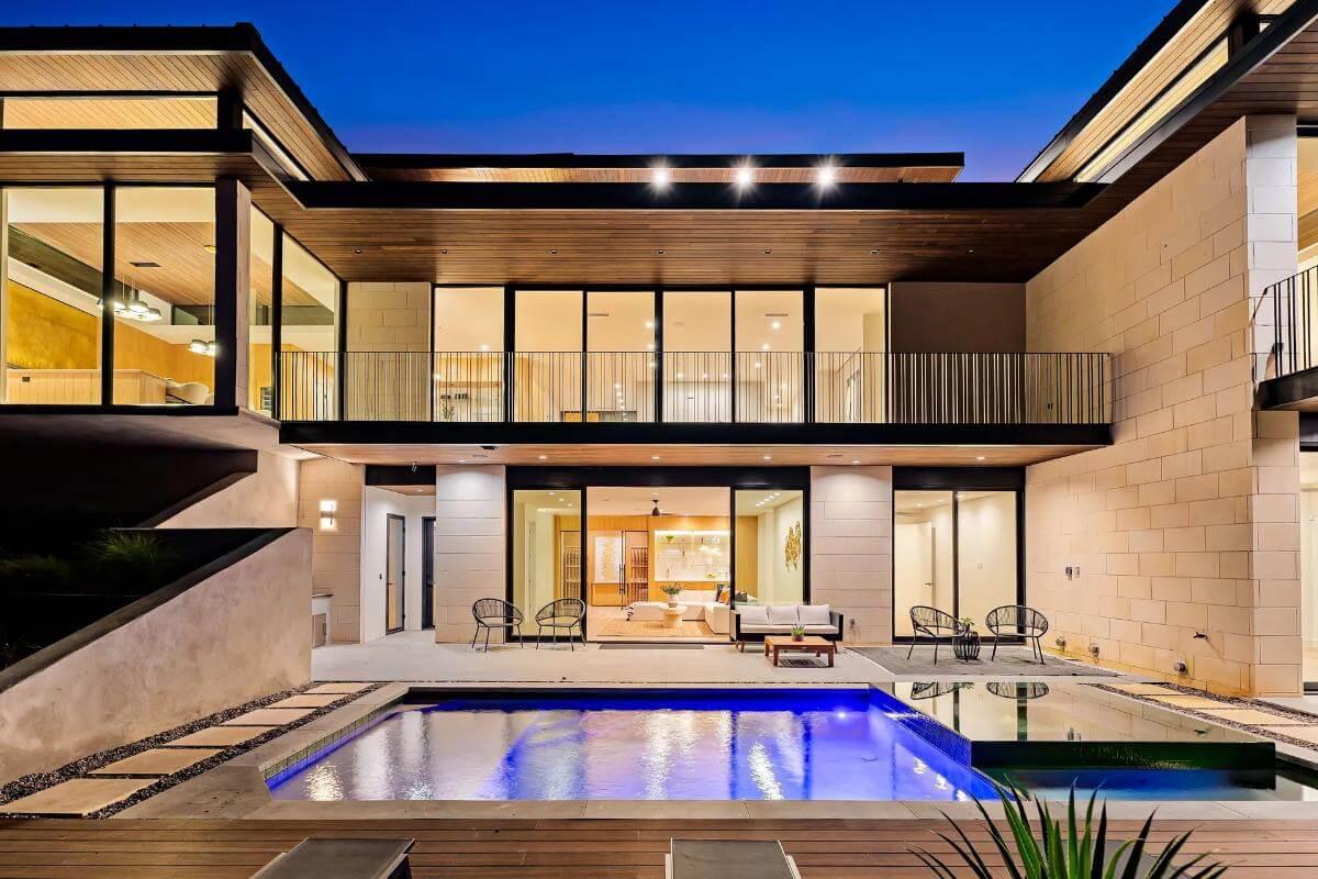 Discover This Modern Retreat with a Stunning Poolside View