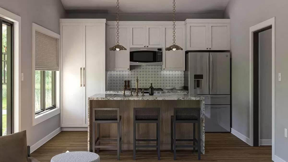 A Craftsman Kitchen Dream with a Unique Patterned Backsplash
