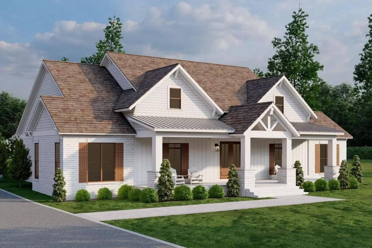 Craftsman Exterior Highlighting Symmetrical Gables and a Welcoming Porch