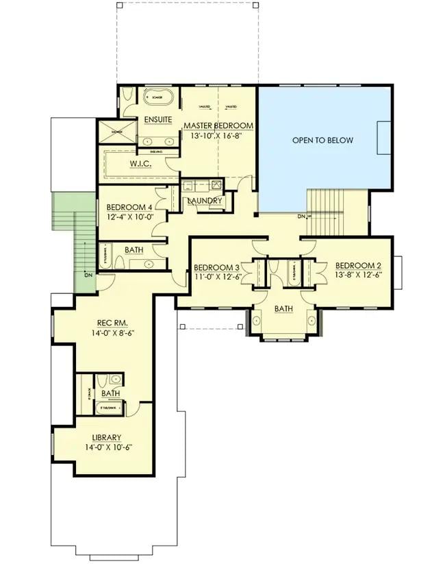 Second Floor Layout with Walk-In Closet in Master Suite