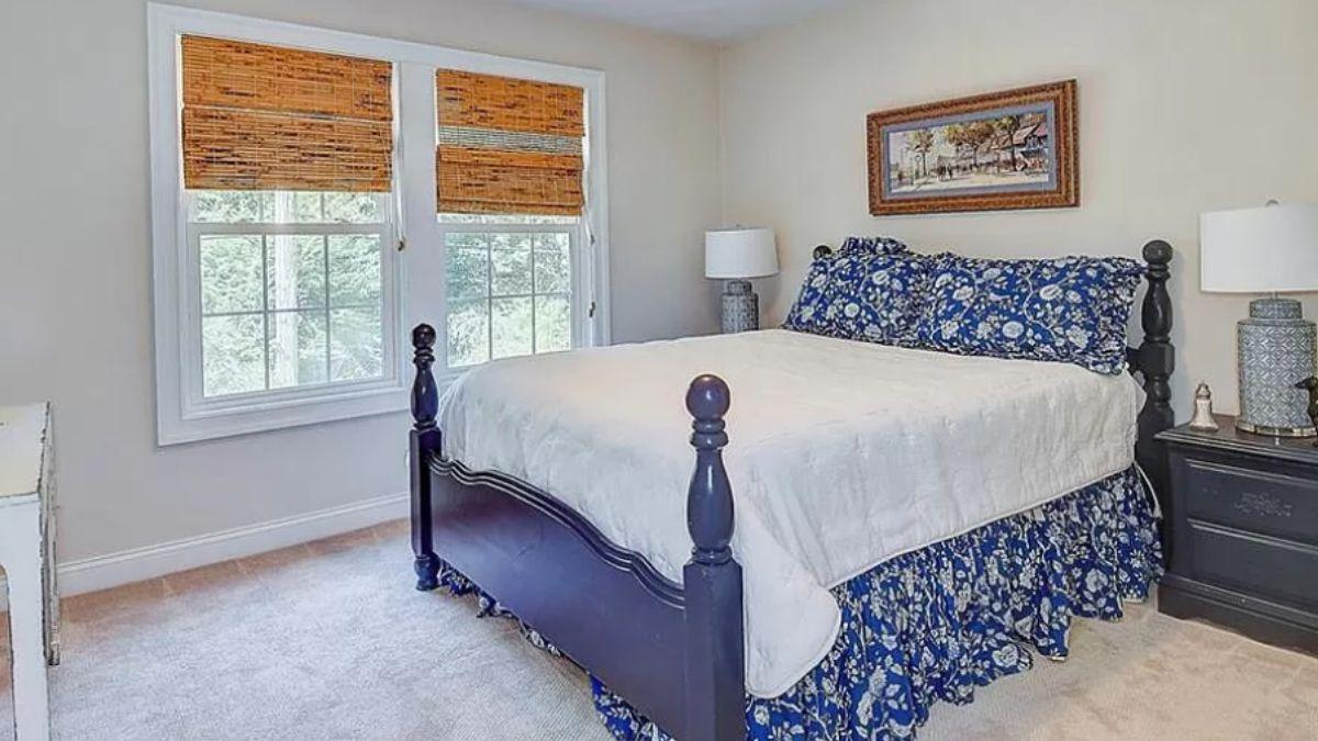 Notice the Floral Bedding That Adds Character to This Craftsman Bedroom