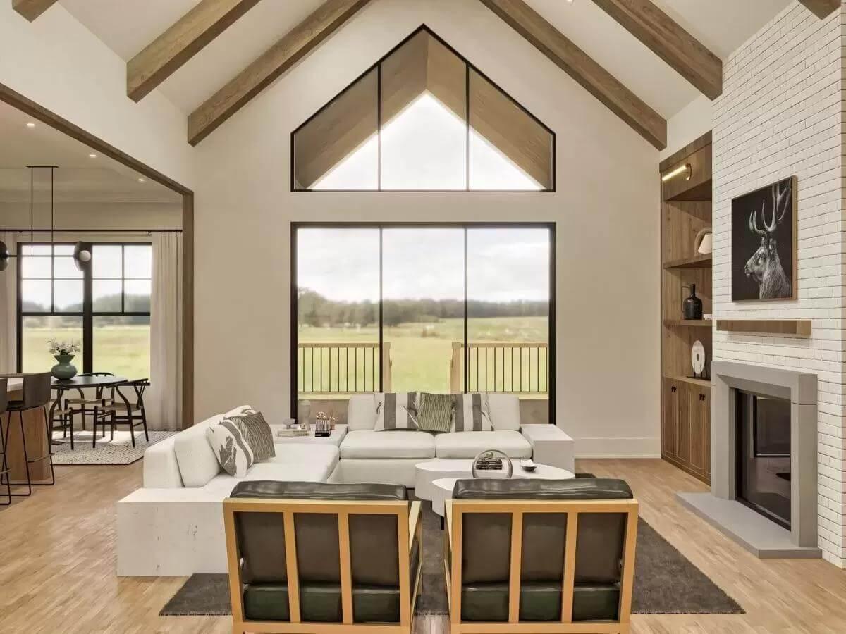Vaulted Ceiling Drama in the Living Room With Expansive Windows