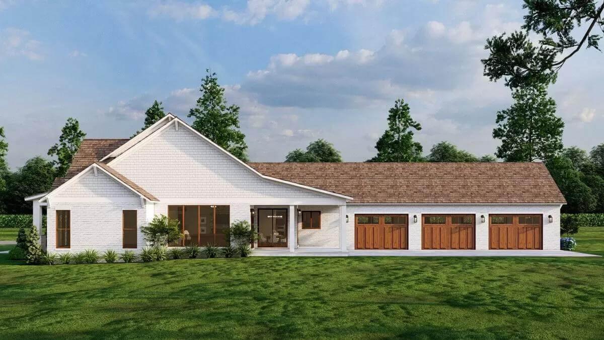 A Craftsman Home with Distinctive Wooden Garage Doors